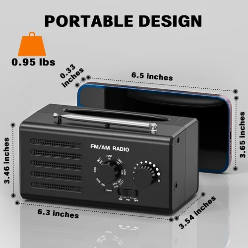Miniatura 6 de Radio AM FM portátil, radio transistor Goodes enchufable de pared con batería con la mejor recepción, altavoz fuerte, excelente sonido, radios Cian