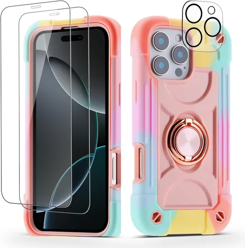 Miniatura 84 de Funda para iPhone 11 de 6.1 pulgadas con soporte de anillo, con 2 protectores de pantalla de vidrio, resistente a los golpes, resistente a