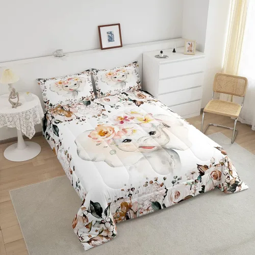 Miniatura 3 de Erosebridal Lindo juego de edredón con diseño de gatos, ropa de cama con temática de animales, edredón y juegos de ropa de cama de flores coloridas