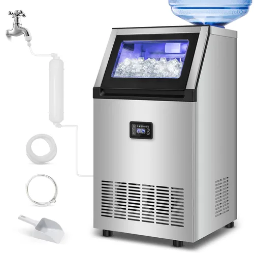 Máquina de hielo comercial bajo encimera de 200 libras, máquina de hielo comercial independiente integrada para debajo del mostrador, máquina de