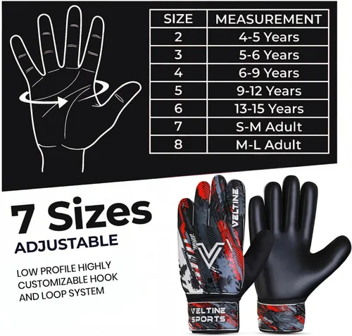 Miniatura 7 de Guantes de portero de fútbol para niños, jóvenes y adultos, guantes de portero de fútbol con protección doble en la muñeca y palmas de látex