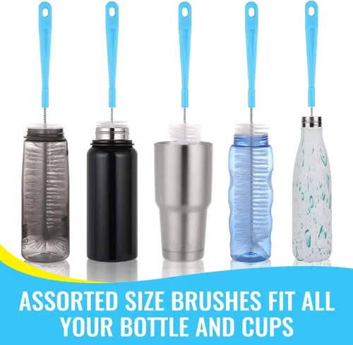 Miniatura 6 de Cepillo limpiador de botellas de 16 pulgadas para botellas de agua, cepillo de botella de mango largo para limpiar botellas deportivas de cuello