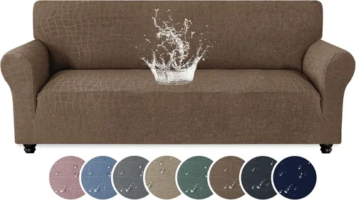 Miniatura 30 de MAXIJIN Funda impermeable para sillón de sala de estar, 1 pieza elástica con brazos, protector de muebles lavable para perros y mascotas (S, café)