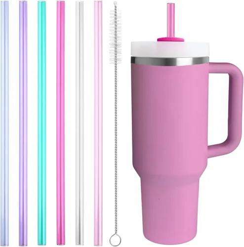 Popote de repuesto compatible con Stanley Quencher de 40 onzas, vaso de 30 onzas, popotes reutilizables extra largos de 12 pulgadas para vasos de 40