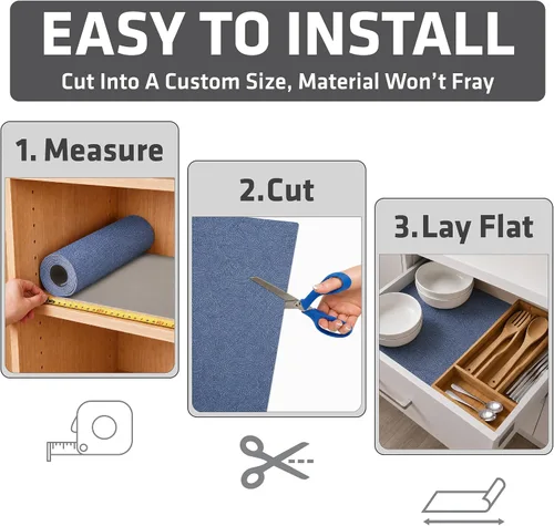 Miniatura 5 de Drymate Forro Premium de lujo para estantes y cajones, tela acolchada gruesa, no adhesiva, absorbente, impermeable, antideslizante, forros