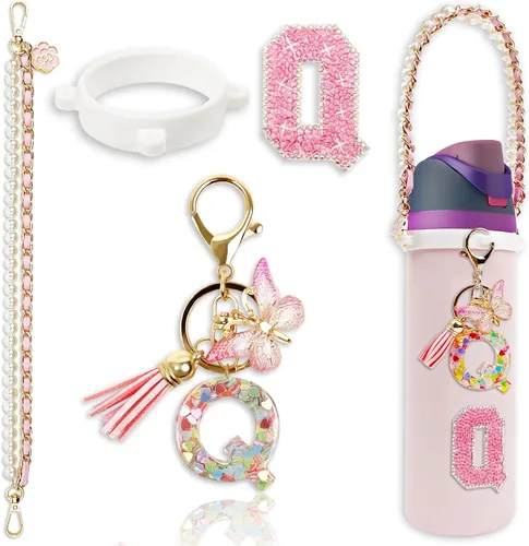 Miniatura 68 de Letter Handle Strap Accessories with Cute Initial Charm Compatible with Owala Water Bottle 24oz 32oz 40oz Owala Kids Púrpura
