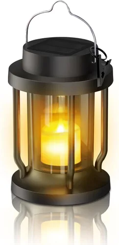 Miniatura 20 de Farol solar para uso en interiores y exteriores, luces solares colgantes con vela parpadeante realista sin llama, resistente a la intemperie