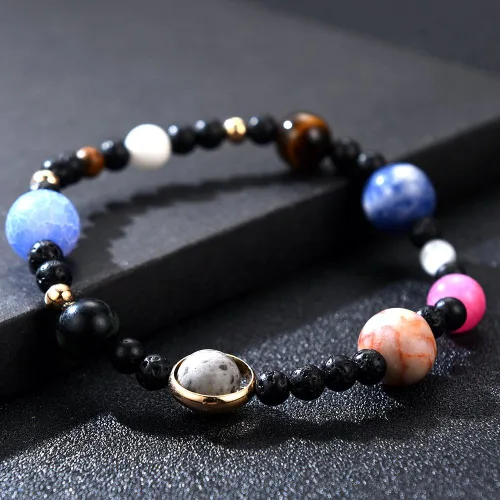 Miniatura 19 de Pulsera de cuentas de piedra para mujer, diseño de galaxia del universo de 8 planetas o 9 planetas en el sistema solar, pulseras de estrella