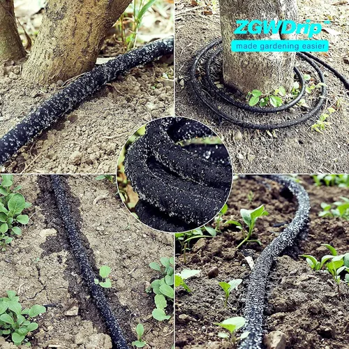 Miniatura 6 de Manguera de remojo de 25 pies, manguera de jardín de remojo de 1/2 pulgada con conectores de latón macizo de 3/4 pulgadas