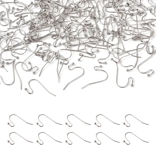 Pandahall - 300 ganchos quirúrgicos de acero inoxidable para aretes con extremo de bola, alambre de oreja de pez para fabricación de joyas, 0.866 x