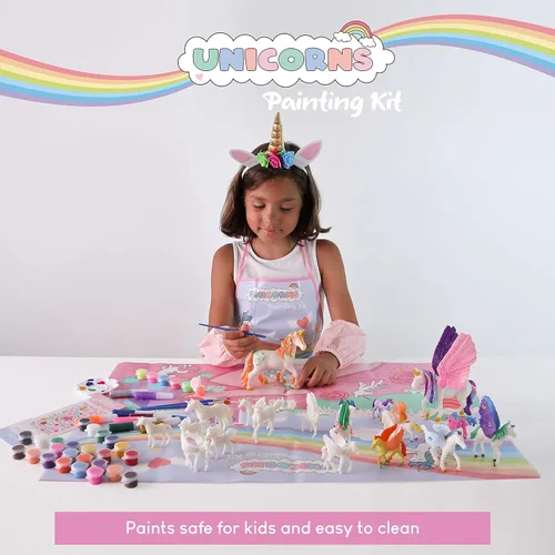 Miniatura 7 de BONNYCO Regalos de unicornios para niñas, kit de pintura con 18 figuras, pintura para niños con brillo en la oscuridad. Juguetes para niñas de 3, 4