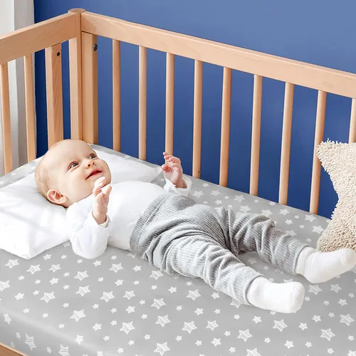 Miniatura 4 de Sábanas de cuna para niños o niñas, paquete de 4, sábana bajera ajustada para cuna de tamaño estándar y colchones para niños pequeños, sábanas