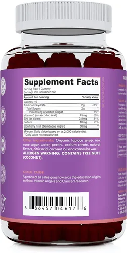 Miniatura 7 de Vitaminas para niños, gomitas de saúco para niños, suplementos de zinc para niños y vitamina C para niños, vitaminas de apoyo inmunológico