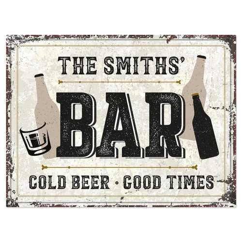 Miniatura 14 de Letrero de barra personalizado, nombre de barra rústico personalizado para decoración de interiores y exteriores, 10 x 14 pulgadas, aluminio 040