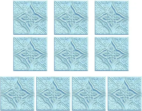 Miniatura 10 de ECYC Ltd 10 paneles de pared de espuma 3D autoadhesivos de 13.78 x 13.78 x 0.12 pulgadas, paneles de pared de flores 3D para despegar y pegar