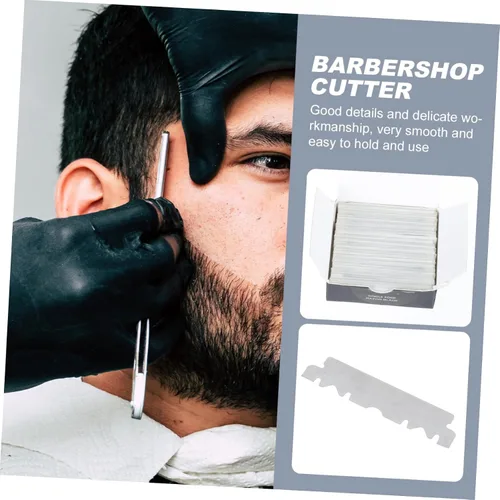 Miniatura 5 de Beavorty 300 piezas de cuchilla de afeitar cortador de cara cortador de barbería cuchillas recubiertas de platino afeitador para hombres viejo