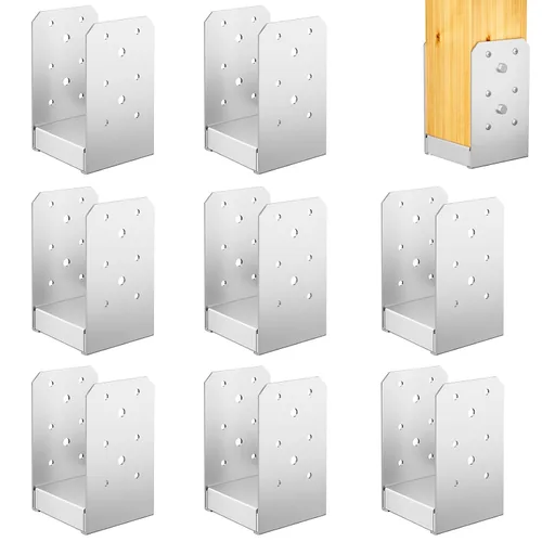 Miniatura 17 de Base de poste de 8 x 8 pulgadas, 2 soportes de anclaje ajustables de acero inoxidable (interno de 7.5 x 7.5 pulgadas), base de poste ajustable