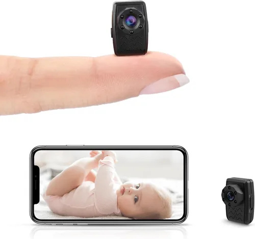 Mini cámara inalámbrica HD pequeñas cámaras de vigilancia WiFi con detección de movimiento, clip trasero, grabadora de video portátil, cámara de