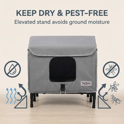 Miniatura 5 de Casa para gatos al aire libre resistente a la intemperie para primavera y verano, refugio portátil para gatos callejeros, sin instalación, plegable