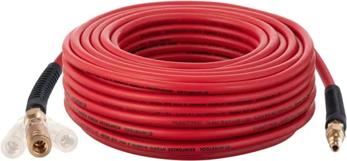 Miniatura 10 de INTERTOOL Manguera de compresor de aire 1/4-pulgada x 25 pies, ligera con acoplador rápido resistente y enchufe de servicio pesado - Resistente a