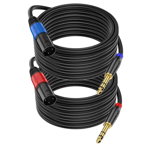 Miniatura 15 de Pack de 2 Cables XLR Hembra a 1/4 Pulgada 6,35 mm TRS Mono Jack para Micrófono Dinámico, 1,6 Pies, Negro, Cable de Micrófono XLR Hembra Equilibrado