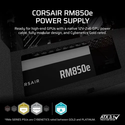 Miniatura 2 de CORSAIR RM750e (2025) Fuente de alimentación ATX completamente modular de bajo ruido con cable 12V-2x6 – Cumple con ATX 3.1 y PCIe 5.1, eficiencia