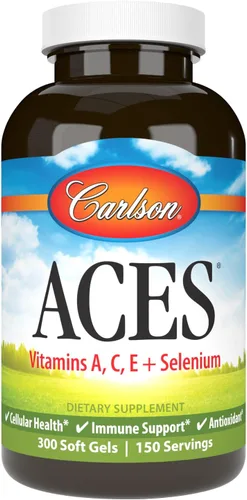 Carlson - ACES, vitaminas A, C, E + selenio, salud celular y apoyo inmunológico, antioxidante, 300 cápsulas blandas