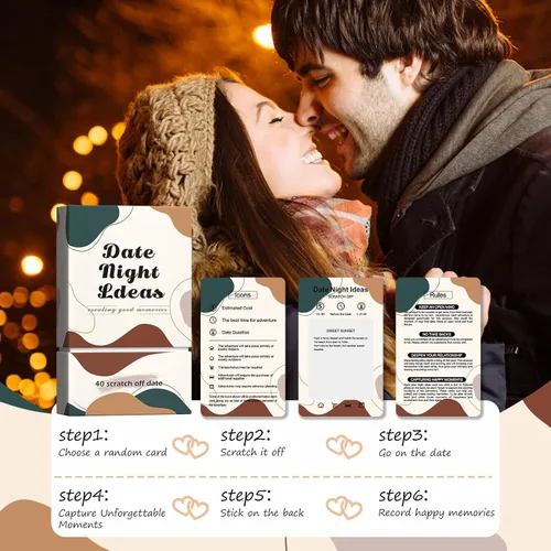 Miniatura 7 de 40 Tarjetas de Ideas de Noche de Cita para Rascar, Juegos Románticos y Aventurados para Parejas de Compromiso, Regalos de Aniversario, Recién
