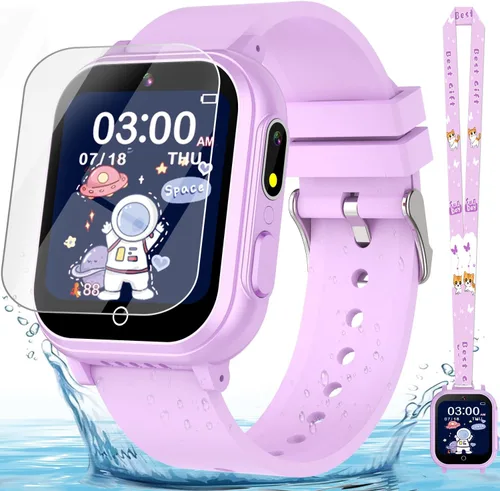 Miniatura 8 de Reloj inteligente impermeable para niños de 3 a 12 años, 32 juegos de rompecabezas, pantalla táctil HD, cámara dual, podómetro Vedio, reproductor