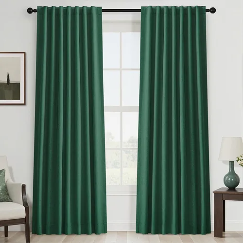 Miniatura 57 de UHITECH Cortinas cortas de lino de 24 pulgadas de largo para ventanas pequeñas de granja, cortinas opacas modernas para sala de estar, pestañas