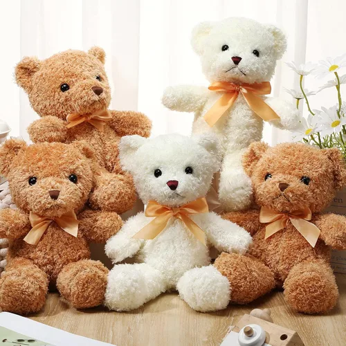 Miniatura 4 de Lenwen 18 animales de peluche de oso a granel de 12 pulgadas, peluche suave, pequeño juguete de peluche para niños y niñas, baby shower, San Marrón