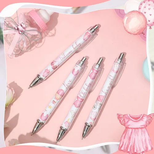 Miniatura 3 de Chuangdi 24 piezas de bolígrafos de bola para baby shower para niñas, bolígrafos retráctiles a granel con tinta negra, con regalos para invitados