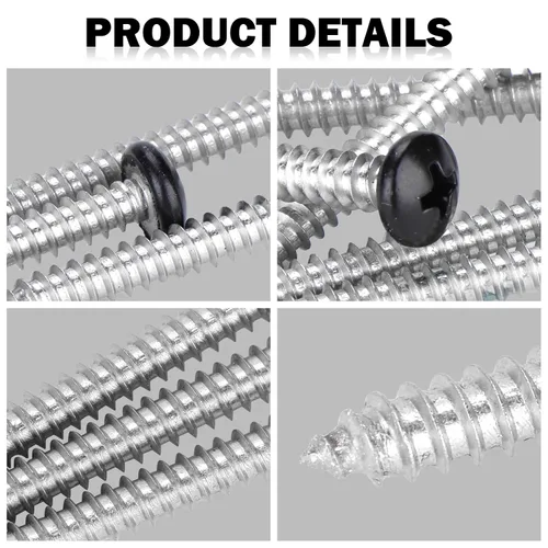 Miniatura 3 de QISHENG Black Head 100 PCS #4x1/4(0.25 pulgadas) Tornillos Phillips para Madera de Cabeza Redonda de Acero Inoxidable, Tornillo de Acero Inoxidable