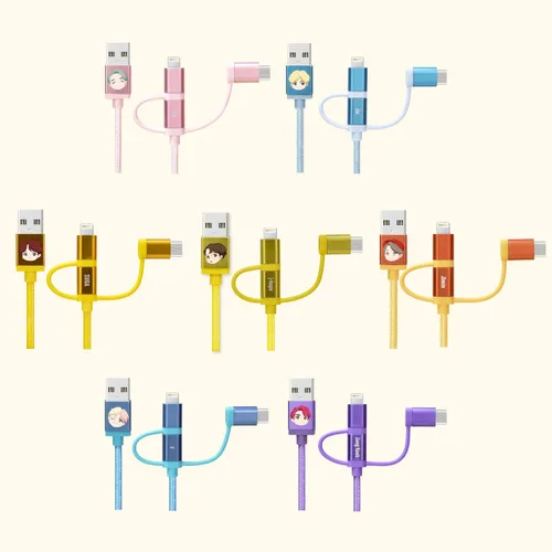 Miniatura 4 de BTS Cables de caracteres TinyTAN 3 en 1 Cable_JIN (USB-A a USB-C, Micro USB, cable certificado MFI) Compatible con Android, Galaxy Series, iPhone