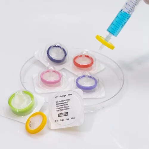 Miniatura 6 de Filtro de jeringa estéril PVDF Filtración hidrofílica de 0,22 um Tamaño de poro, 0.984 in de diámetro de membrana, paquete de 20, envasado estéril
