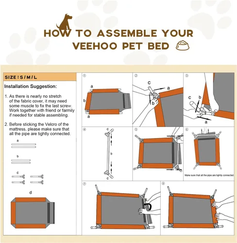 Miniatura 8 de Veehoo Cama elevada para perros medianos, para exteriores, cama elevada y refrescante para perros, cama para mascotas con malla transpirable, patas