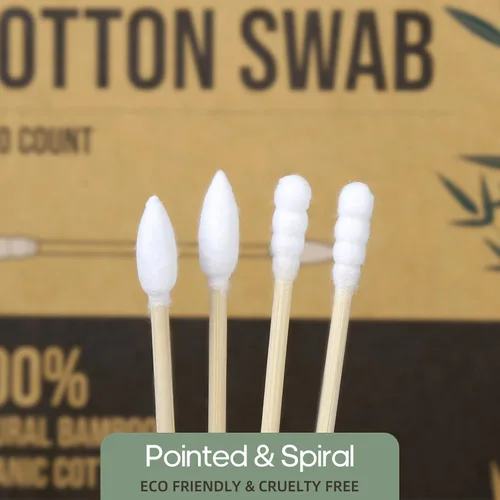 Miniatura 7 de Isshah - Hisopos de algodón de bambú natural, puntas puntiagudas y espirales, 1000 unidades FSC certified, PETA approved. Biodegradable bamboo