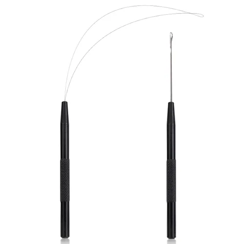Miniatura 2 de NEWISHTOOL Kit de herramientas de extensión de cabello de acero inoxidable, gancho para tirar de aguja de bucle y enhebrador, dispositivo de cuentas