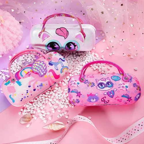 Miniatura 6 de PinkSheep Lentes de sol polarizados para niñas, con funda, lentes de sol polarizados con diseño de unicornio ovalados para gatos, protección UV400