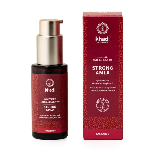 khadi Strong AMLA - Aceite para el cabello, 100% natural, herbal, vegano, promueve el crecimiento, previene la caída del cabello y las canas,