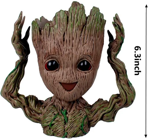 Miniatura 6 de Maceta linda de 6 pulgadas con diseño de bebé Groot sonriente, macetas con cabeza para plantas de interior o divertido porta lapices, maceta