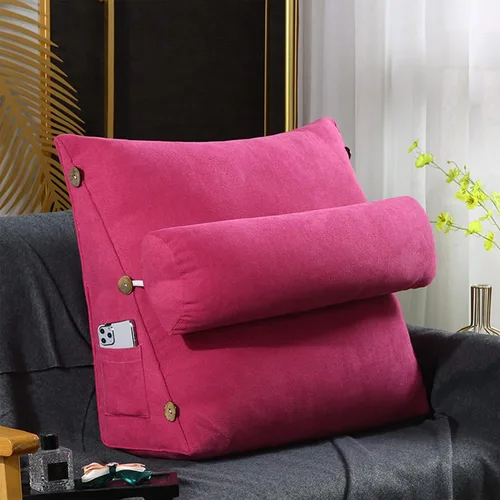 Miniatura 8 de Almohada de lectura y televisión, almohada de cuña de espalda con almohada ajustable para el cuello y bolsillos, almohada de lectura para reposo