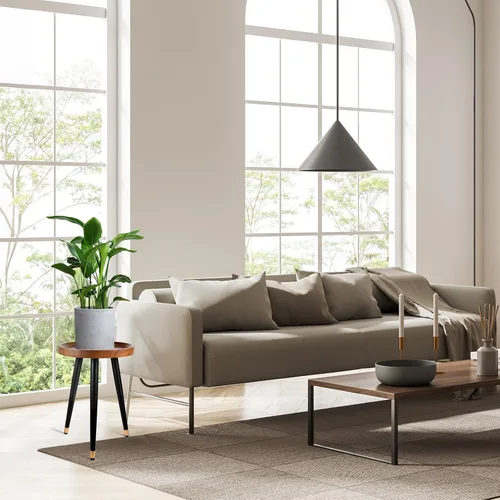 Miniatura 3 de KGPLOME Soporte para plantas para interiores, mesa de madera de nogal de mediados de siglo, soporte alto de metal resistente para macetas, mesa