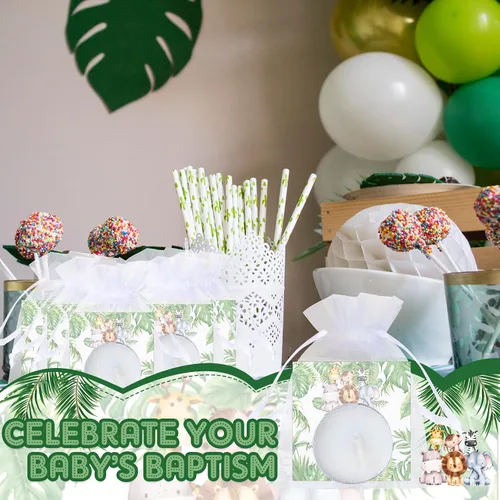 Miniatura 7 de MTLEE 50 Juegos de Velas para Baby Shower, Regalos de Fiesta para Invitados, Incluyendo 50 Mini Velas de Té, Etiquetas de Agradecimiento y Bolsas