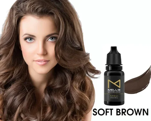 Miniatura 2 de Mellie Microblading Pigmento – 0.3 fl oz/0.35 onzas líquidas Grado médico Sin mezcla Larga duración para profesionales suministros de Marrón