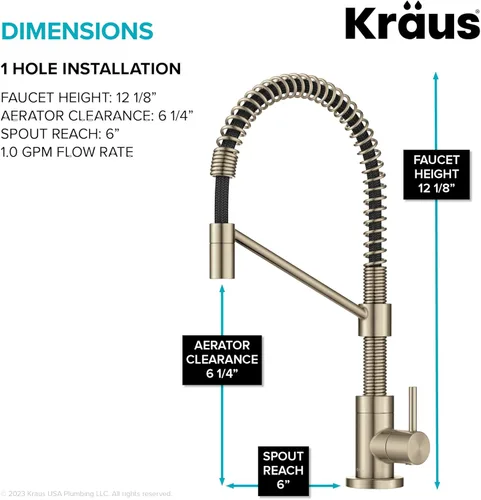 Miniatura 5 de KRAUS Bolden Grifo de filtro de agua potable de una sola manija para ósmosis inversa o sistema de filtración de agua en bronce champán antiguo sin
