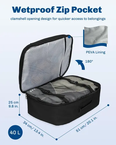 Miniatura 2 de Hynes Eagle Mochila de viaje 40L aprobada para vuelo, mochila de mano para hombre, gran cabina, fin de semana, mochila para computadora portátil