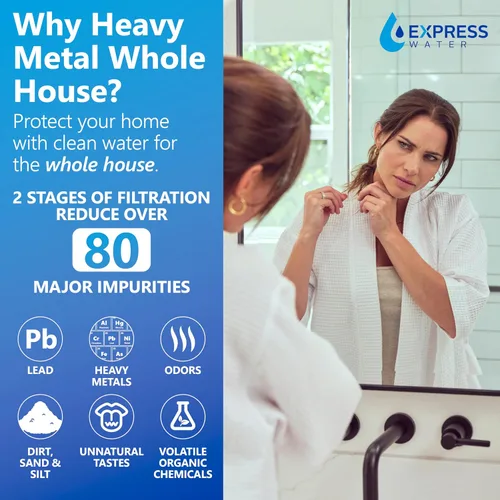 Miniatura 3 de Express Water - Sistema de filtro de agua para toda la casa - Sistema de filtración de agua de 2 etapas - Filtros de sedimentos y KDF - Reduce