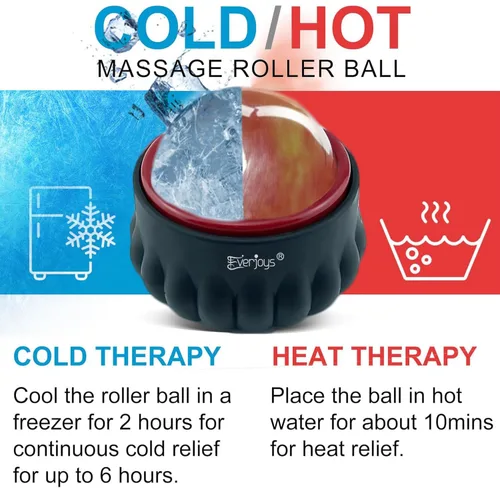 Miniatura 2 de Everjoys Bola de rodillo de hielo de masaje, masajeador de alivio de terapia de frío y calor, masaje de tejido profundo, herramienta de masajeador