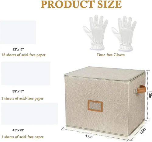 Miniatura 7 de Lukeline Caja de almacenamiento para vestidos de novia, caja de preservación de vestidos de novia con tapa, organizador plegable sin ácidos con 1
